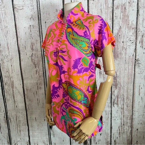 🎉HP🎉 Vintage Val Mode MOD Psychedelic Floral Blouse Shirt Top EUC Size SMALL - Picture 9 of 16